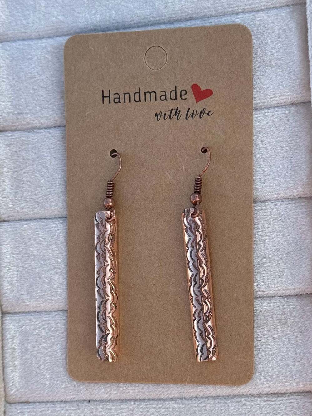Handmade Native American Copper Bar Dangle Earrings